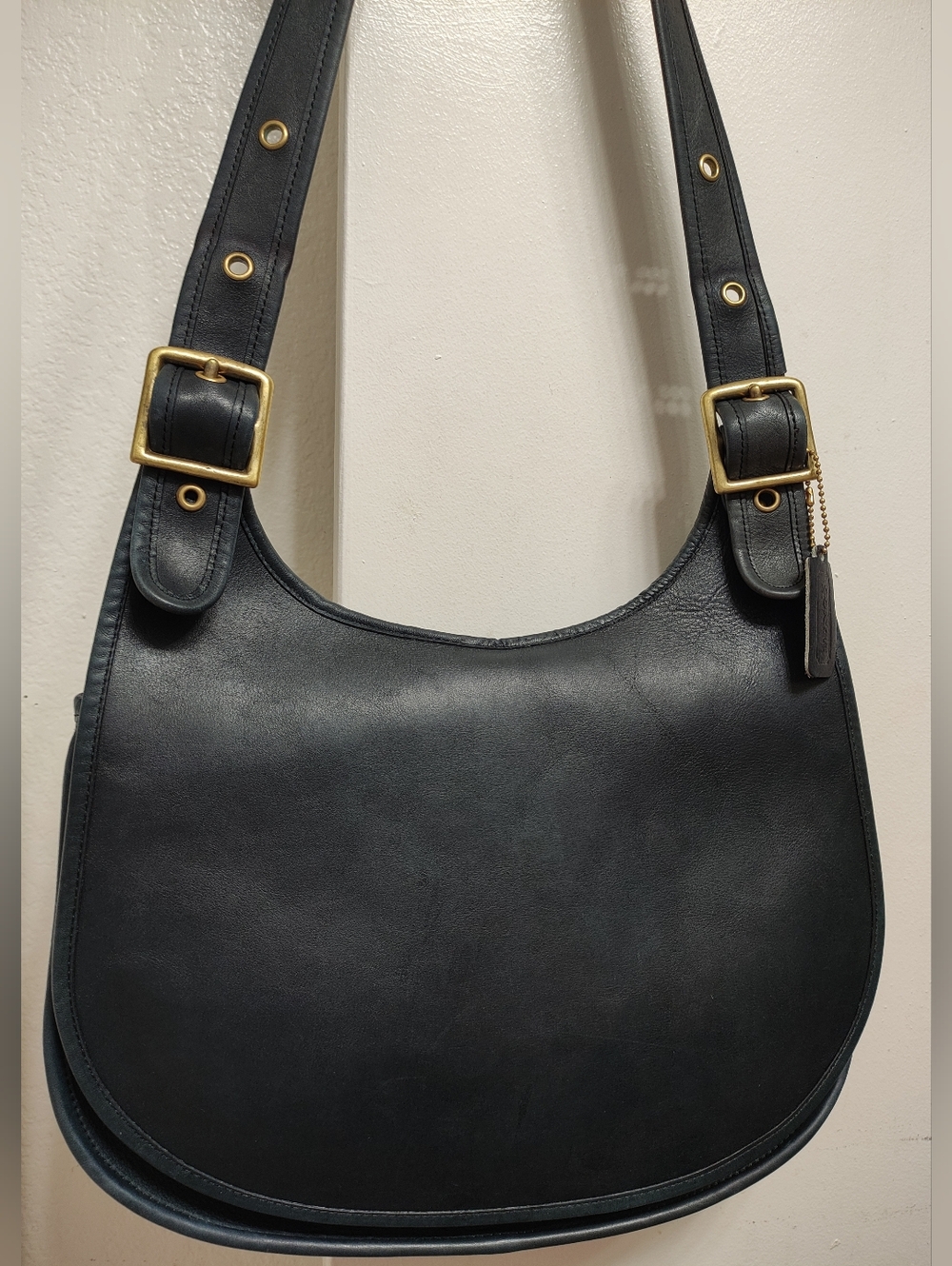 Vintage Coach 9210 Saddle Bag Large Navy Blue